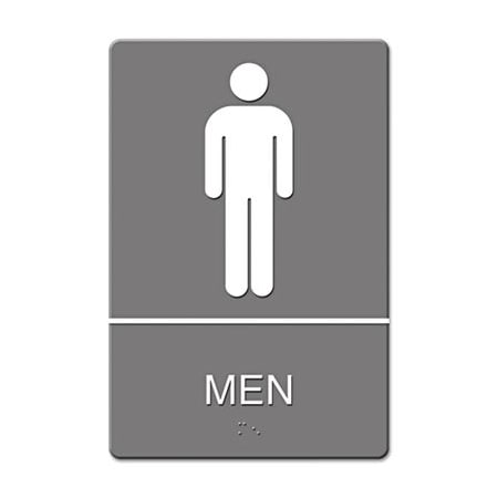 U. S. Stamp & Sign Men, Molded Plastic, 9" x 6", Adhesive 4817